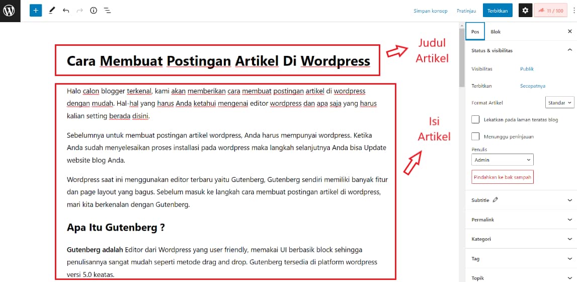 Cara Membuat Postingan Artikel Di WordPress